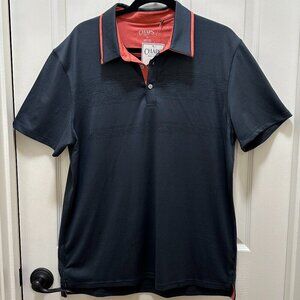 New Chaps Golf Polo Shirt Men's Size L Black with Orange Slim Fit Short Sleeve